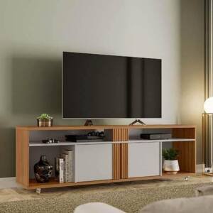 Rack Bancada Para Tv Até 60" 1,80M Nt 1290 Freijó / Off White - Notavel