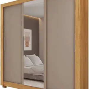 Guarda Roupa Solteiro Com 2 Portas, Espelho, 3 Gavetas, /Fendi - Ville - Novo Horizonte