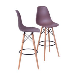 Kit 02 Banquetas 6602 Pp Café Base Madeira