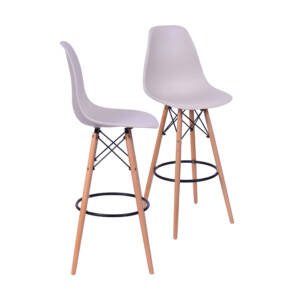 Kit 02 Banquetas 6602 Pp Fendi Base Madeira