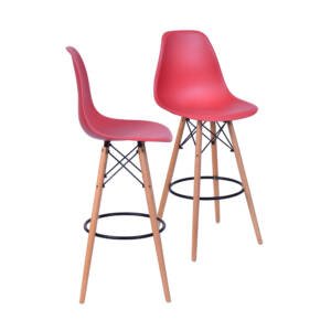 Kit 02 Banquetas 6602 Pp Telha Base Madeira