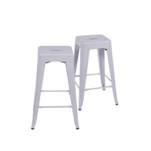 Kit 02 Banquetas Em Aço Com Pintura Epoxi Branca