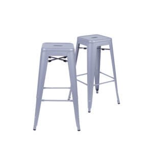 Kit 02 Banquetas Em Aço Com Pintura Epoxi Cinza