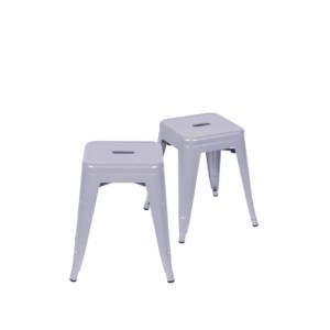 Kit 02 Banquetas Em Aço Com Pintura Epoxi Cinza