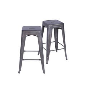 Kit 02 Banquetas Em Aço Com Pintura Epoxi Bronze