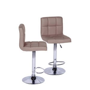 Kit 02 Banquetas Madeira Com Estofado Caramelo Cromad