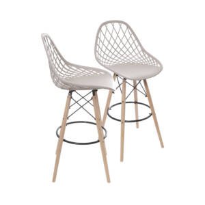 Kit 02 Banquetas 6618 Pp Fendi Base Madeira