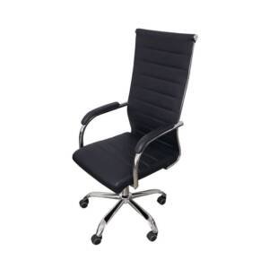 Kit 02 Cadeiras 3322Alta Rodizio Preta Em P.U. Base Cromada