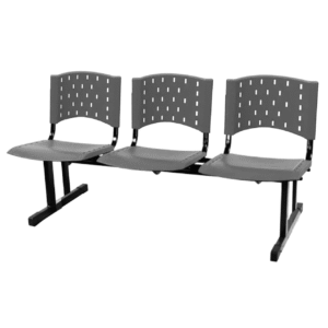 Cadeira Longarina Plastica 03 Lugares  Cor Cinza