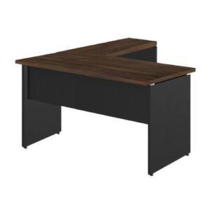 Mesa De Escritório Em L Com Gavetas 1,20×0,60M – 25mm – Nogal Málaga/Preto