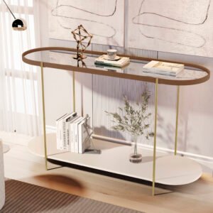 Aparador Alamanda Castanho/Off White Pe Dourado