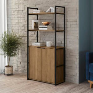 Estante Alta com 2 Portas industrial 1,51x0,72x0,33 Freijo/Preto