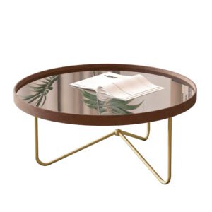 Mesa Centro Alamanda Castanho Pe Dourado