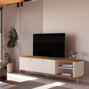 Rack  Bancada 1.8 Tucupi Off/Nature Pe Dourado