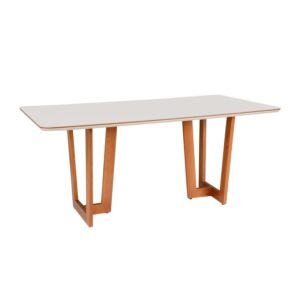Mesa de jantar Athenas 1600X900 Champagne Tampo Vidro Off White