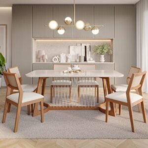 Mesa de jantar Tulipa Natuame 1,80x90cm Madeira / Off White Cimol