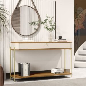 Aparador Tucupi 1G Off White  Nature Pé Dourado  JB
