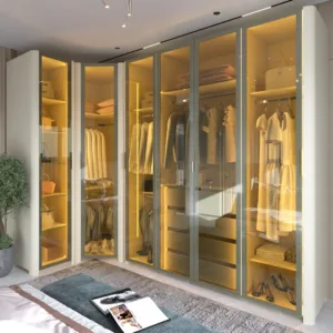 Roupeiro Modulado Innova Reflecta 1porta 1canto 4portas C/Led Off White