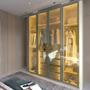 Roupeiro Innova 4 Portas Reflecta C/Led Off White Gelius