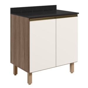 Balcão KALI 800 X 850 X 515 - CARVALHO TOK/OFF WHITE CETIM C/ TP 25MM ONIX