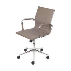 Kit 02 Cadeiras 3301 Baixa Corino Fendi Base Rodizio