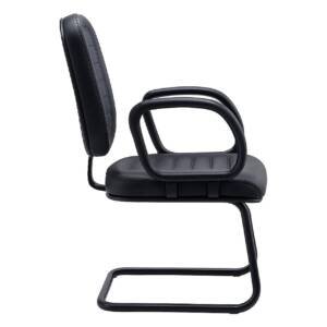 Cadeira Diretor Costurada C/ Braço Corsa e Base em S - Courino Preto