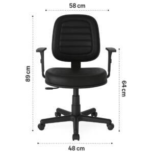Cadeira Executiva Alta Costurada Giratória C/ Braços Reguláveis