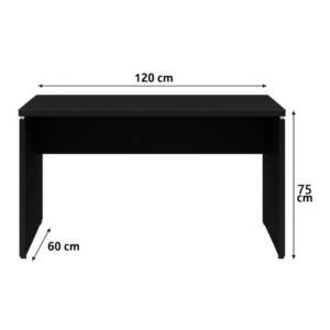 Mesa De Escritório 1,20×0,60x0,75  Preto / Preto 40mm