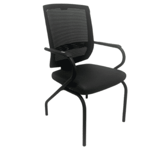 Cadeira 4 pés New Opus Fosco/Apoio Bco PP Assento laminado courino preto