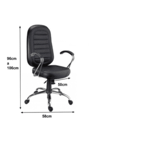 Cadeira Presidente Baixa Base E Braços Cromados (Torcido) – Cor Preta – Martiflex