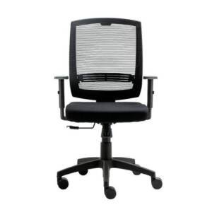 Cadeira Giratória New Opus PR Base Nylon/Relax/Bco Six/RD PP Assento Laminado courino preto