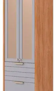 PANELEIRO CRISTALEIRA ELOISE 70CM 1 BASCULANTE 1 GAV C/PTA REFLECTA - CINAMOMO/PLATINA