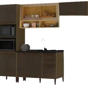 ARMÁRIO AERO 120cm.MUNIQUE WOOD MADEIRADO  REFLECTA BRILHO