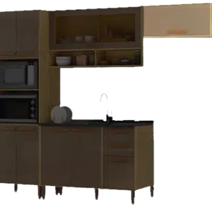 ARMÁRIO AERO P/GELADEIRA MUNIQUE WOOD MADEIRADO REFLECTA BRILHO