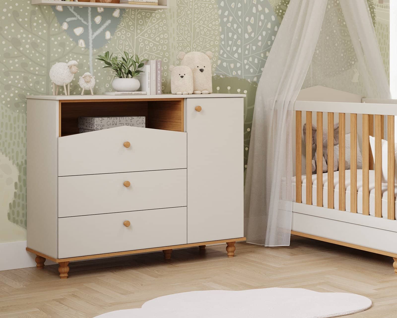 Comoda Casinha Off White/Nature