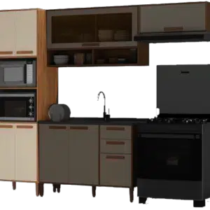 Paneleiro Munique Forno Duplo Munique Canelato/Nat Off