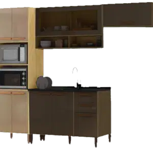 Paneleiro Munique Forno Duplo Munique Wood Madeirado/Reflecta Brilho