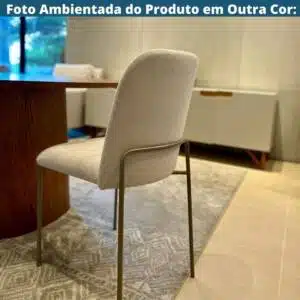 Cadeira de Jantar estofada herval metal com pés dourado tulipa