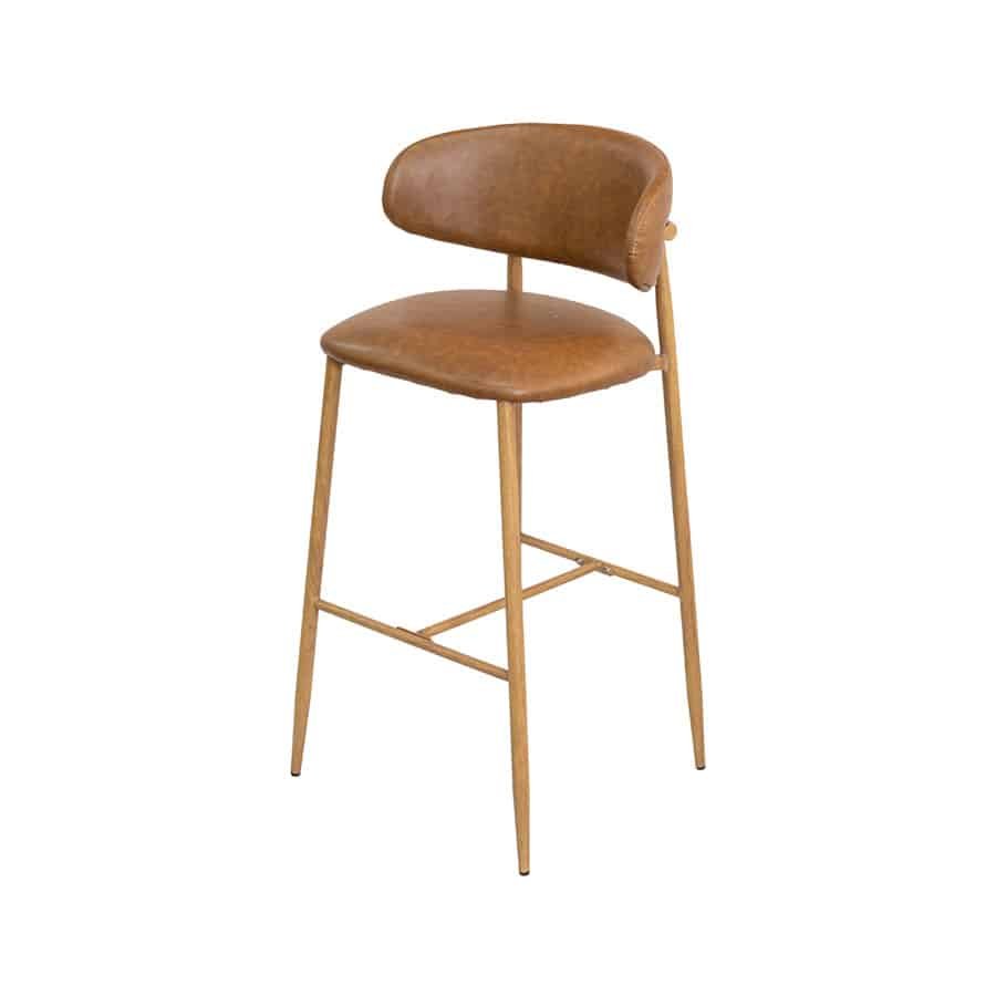 BANQUETA ALBA 6664 BASE MADEIRA ALMOFADADA – CARAMELO