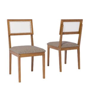 Cadeira De  Jantar Palmas Ornae Tela Madeira/Linho Bege