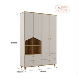 Roupeiro Casinha Off White/Nature