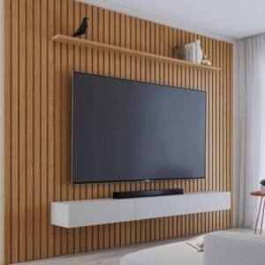 Painel Ripado 2500 C/Nicho Niagara 2179 Freijo / Off White Matr