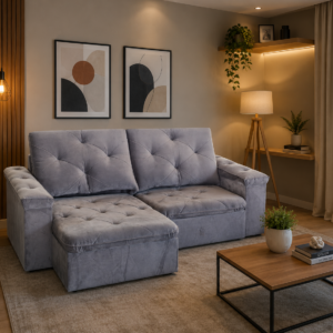Sofa Mudulado Agata 230 cm Cinza Titaneo