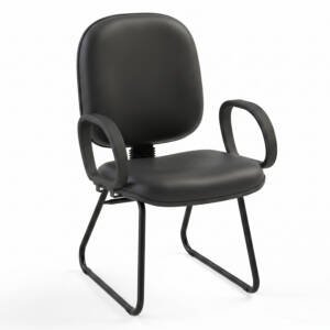 Cadeira Diretor Lisa C/ Braço Corsa Base Trapezio - Courino Preto