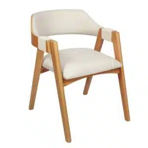Cadeira de Jantar Perola com Base aco e Madeira nas Costas  Off White