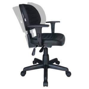 Cadeira Executiva Back System Costurada Com Braços Reguláveis – Cor Preta
