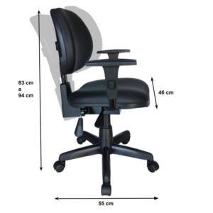 Cadeira Executiva Back System Lisa C/ Braços Reguláveis - Cor Preta - Martiflex